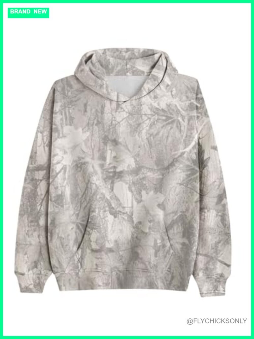 Oversized Camo Fleece Hoodie Long Sleeve Drop Shoulder Pullover with Pocket